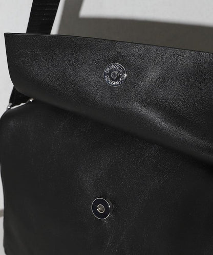 牛皮 防潑水 翻蓋設計 Leather Editor's Flap Shoulder Bag 單肩包