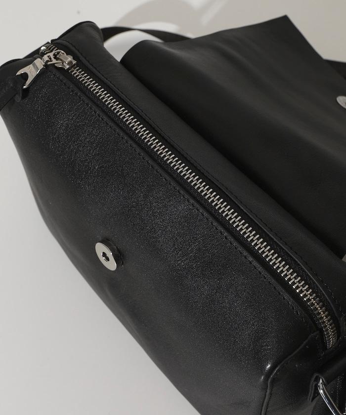 牛皮 防潑水 翻蓋設計 Leather Editor's Flap Shoulder Bag 單肩包