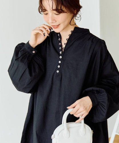 印度風寬鬆蓬鬆紐扣襯衫