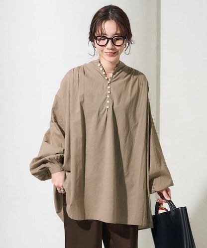 印度風寬鬆蓬鬆紐扣襯衫