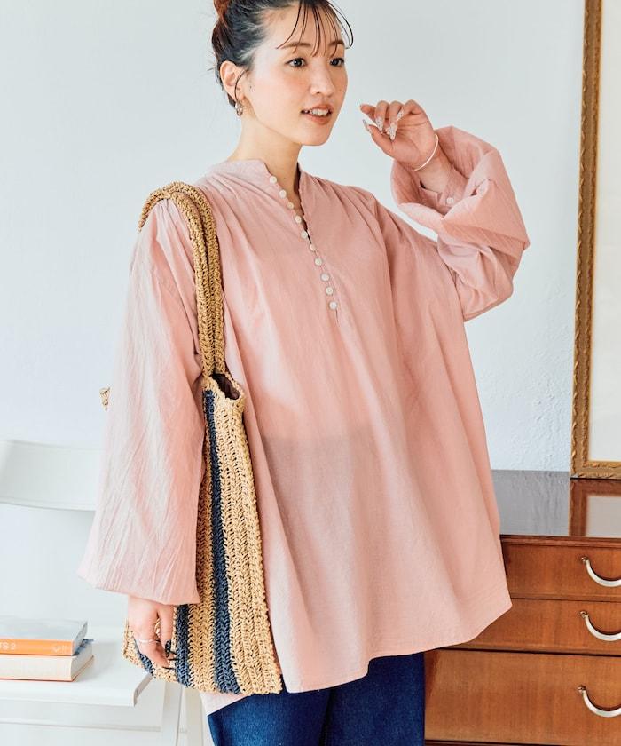印度風寬鬆蓬鬆紐扣襯衫