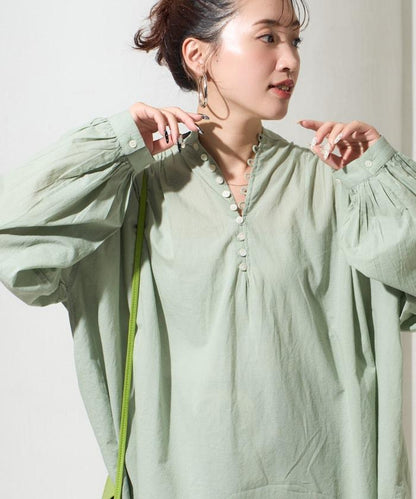 印度風寬鬆蓬鬆紐扣襯衫