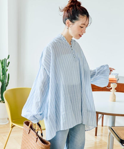 印度風寬鬆蓬鬆紐扣襯衫