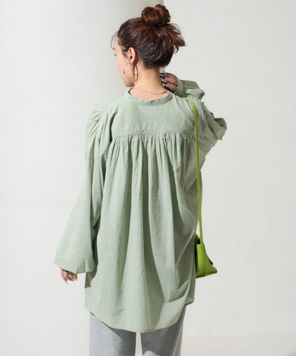 印度風寬鬆蓬鬆紐扣襯衫