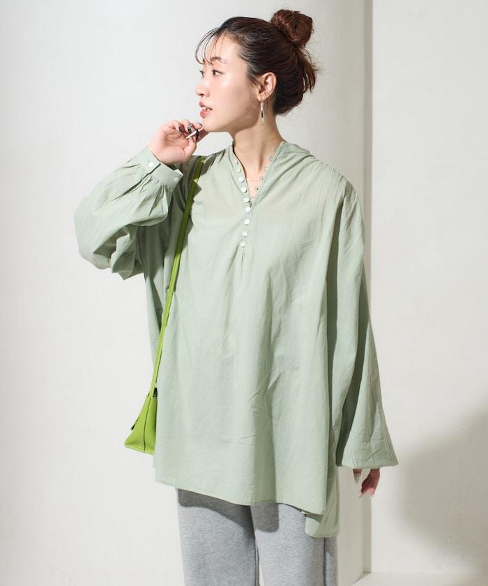 印度風寬鬆蓬鬆紐扣襯衫