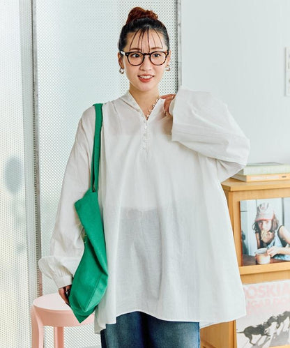 印度風寬鬆蓬鬆紐扣襯衫