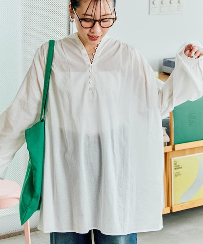 印度風寬鬆蓬鬆紐扣襯衫