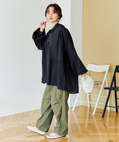 印度風寬鬆蓬鬆紐扣襯衫