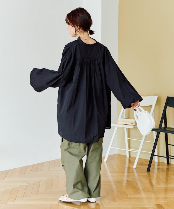 印度風寬鬆蓬鬆紐扣襯衫