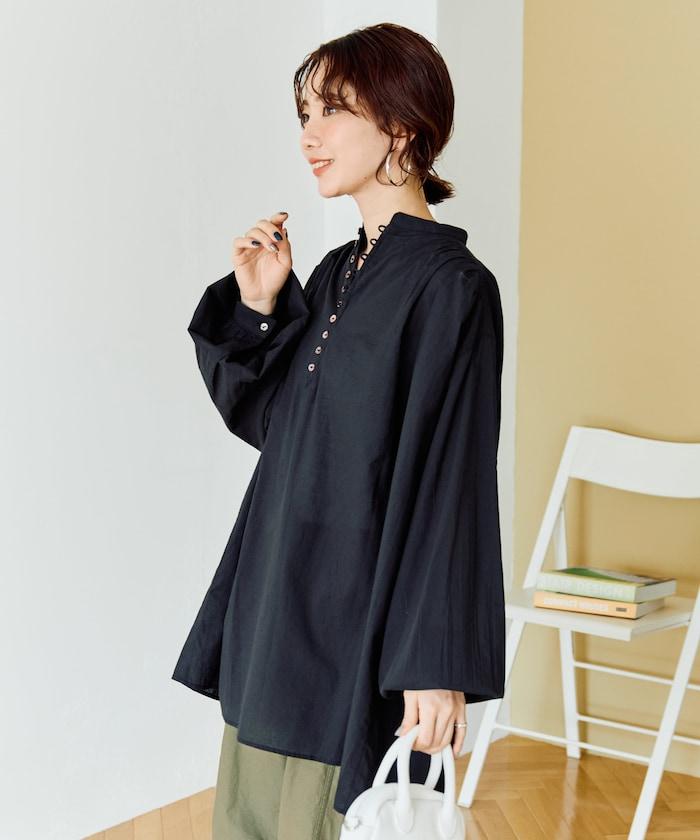 印度風寬鬆蓬鬆紐扣襯衫