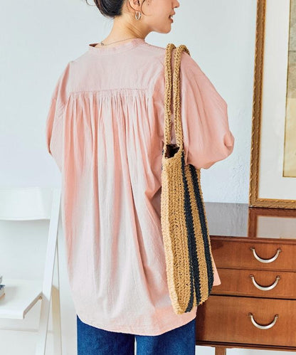 印度風寬鬆蓬鬆紐扣襯衫