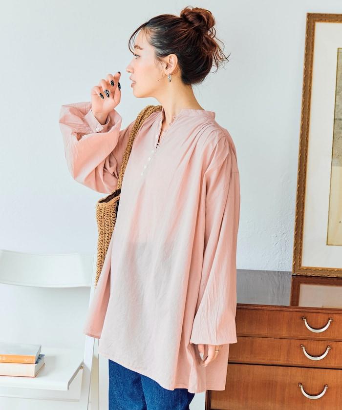 印度風寬鬆蓬鬆紐扣襯衫