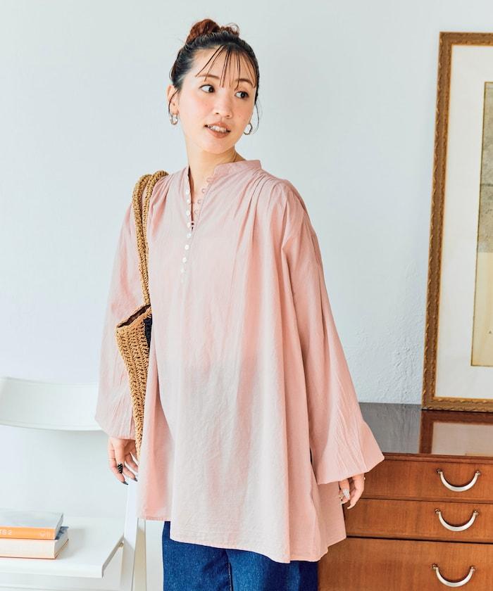 印度風寬鬆蓬鬆紐扣襯衫