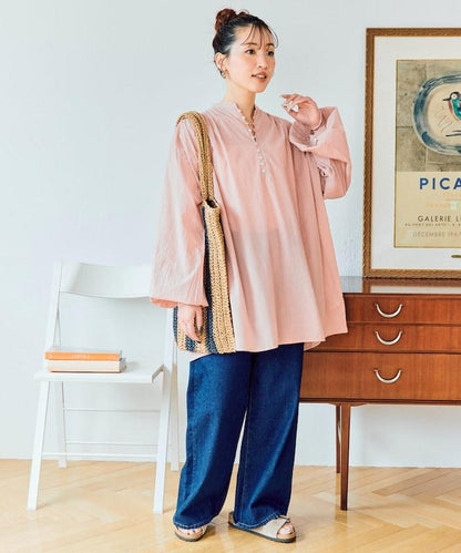 印度風寬鬆蓬鬆紐扣襯衫