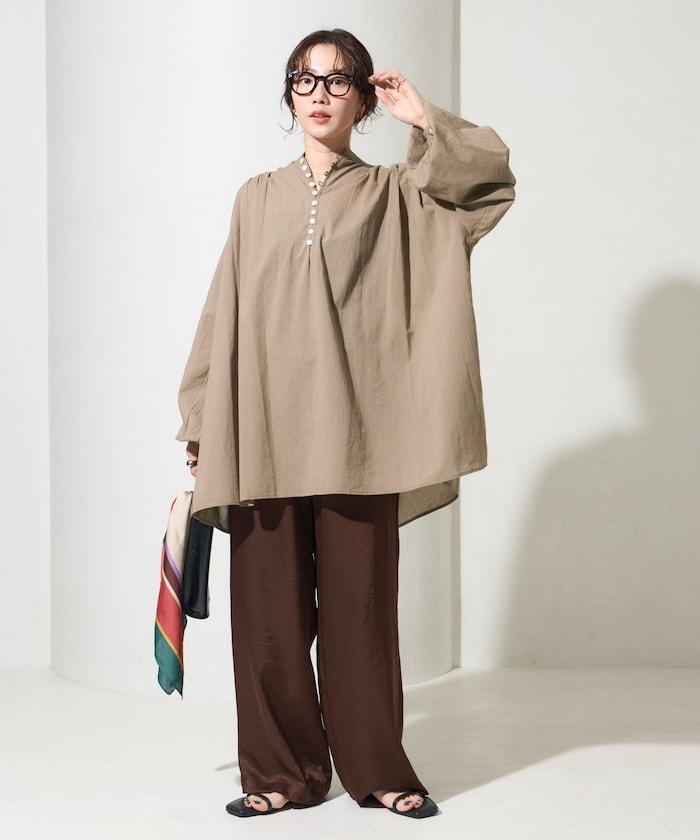 印度風寬鬆蓬鬆紐扣襯衫