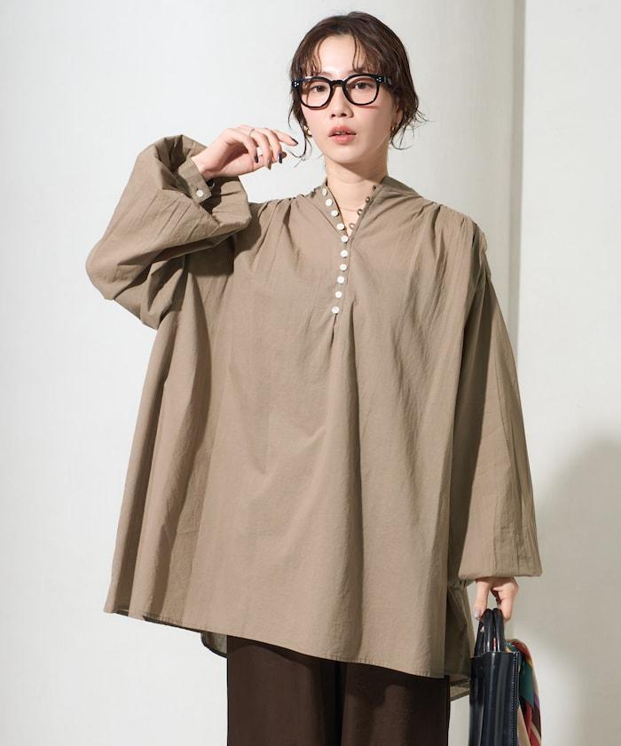 印度風寬鬆蓬鬆紐扣襯衫