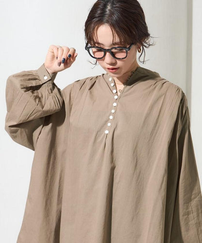 印度風寬鬆蓬鬆紐扣襯衫