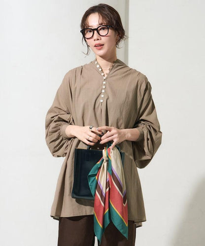 印度風寬鬆蓬鬆紐扣襯衫