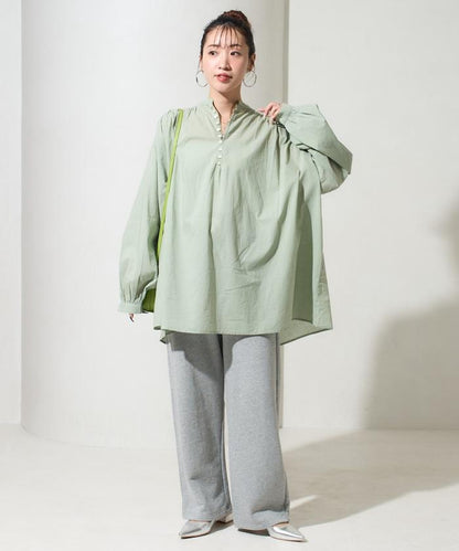 印度風寬鬆蓬鬆紐扣襯衫