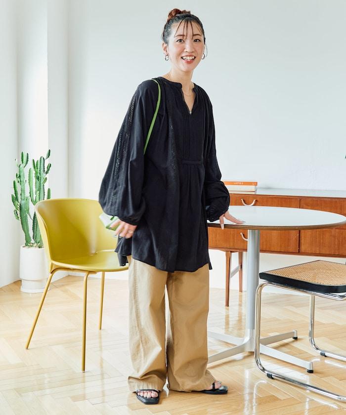 印度蕾絲壓褶長袖襯衫