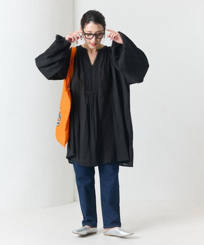 印度蕾絲壓褶長袖襯衫