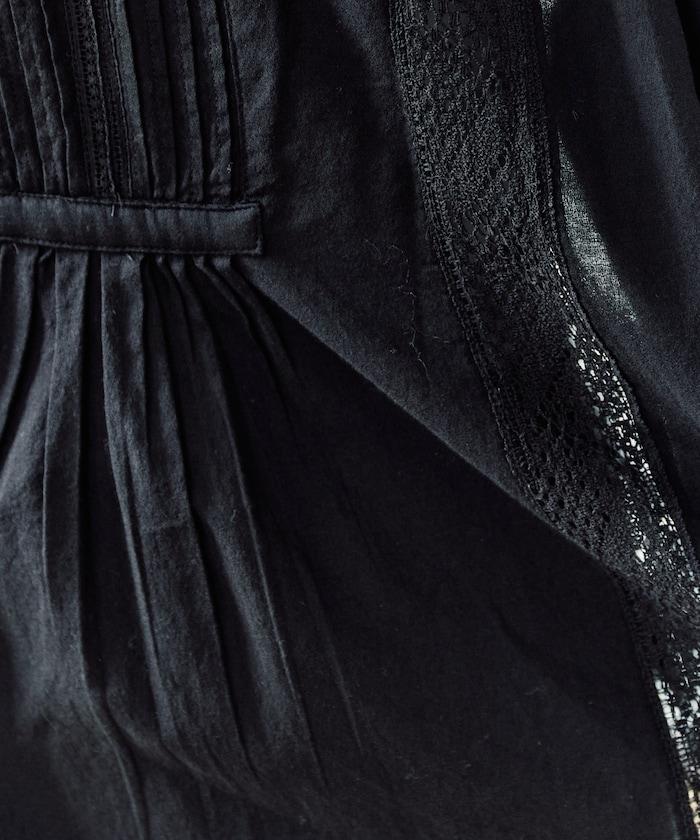 印度蕾絲壓褶長袖襯衫