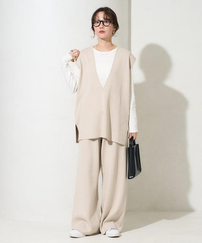 棉混紡針織 闊腿 可成套搭配 闊腿褲