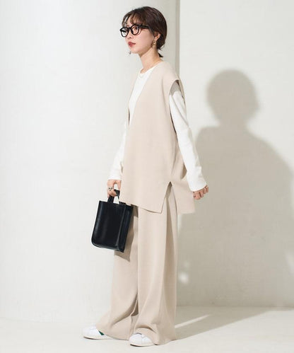 棉混紡針織 闊腿 可成套搭配 闊腿褲