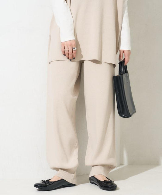 可成套搭配棉混紡針織寬鬆束腳褲