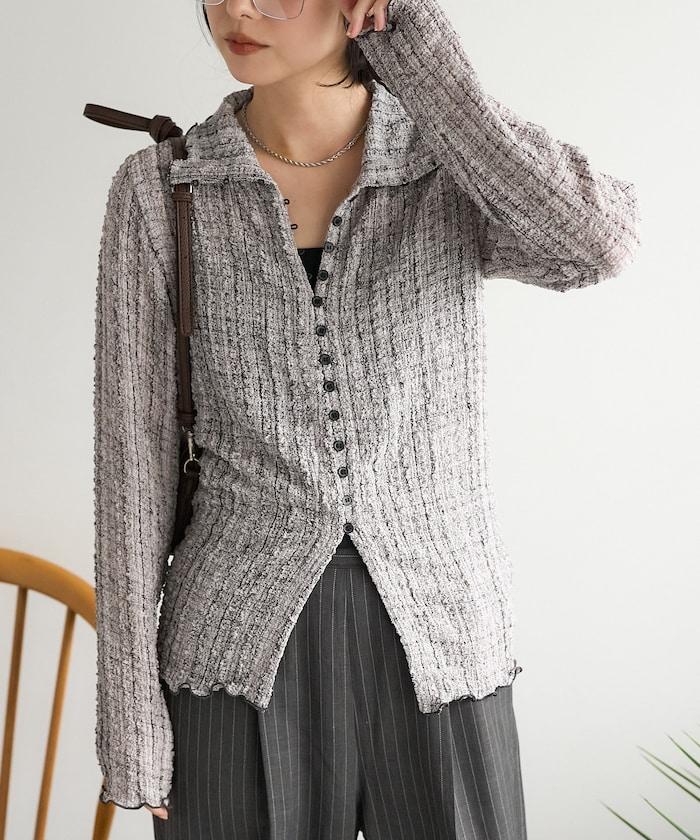 格紋凸紋設計 長袖襯衫