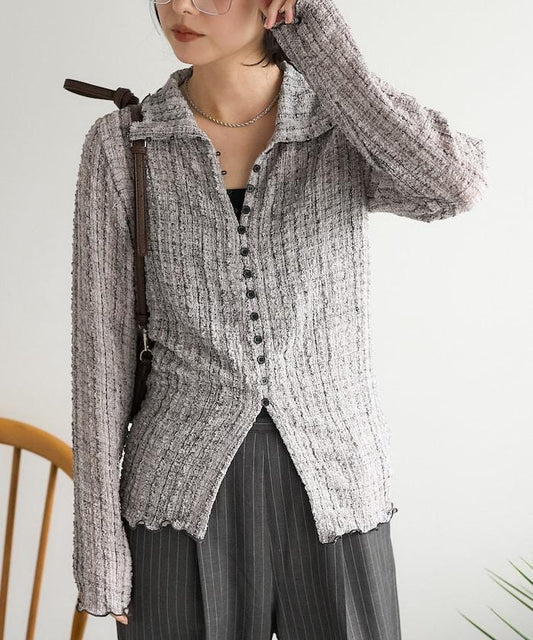 格紋凸紋設計 長袖襯衫