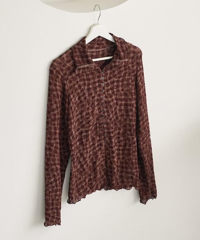 格紋凸紋設計 長袖襯衫