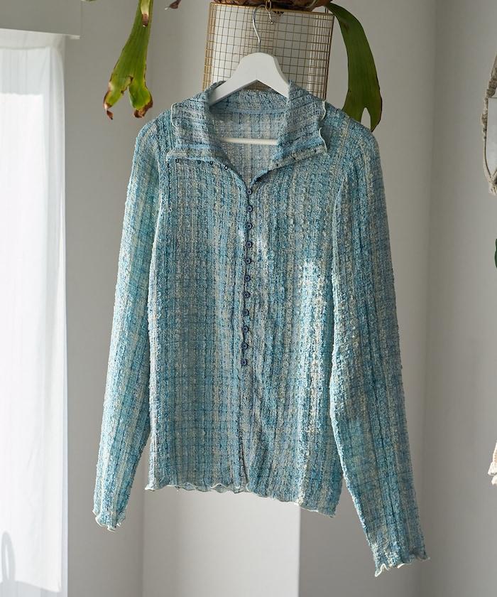 格紋凸紋設計 長袖襯衫