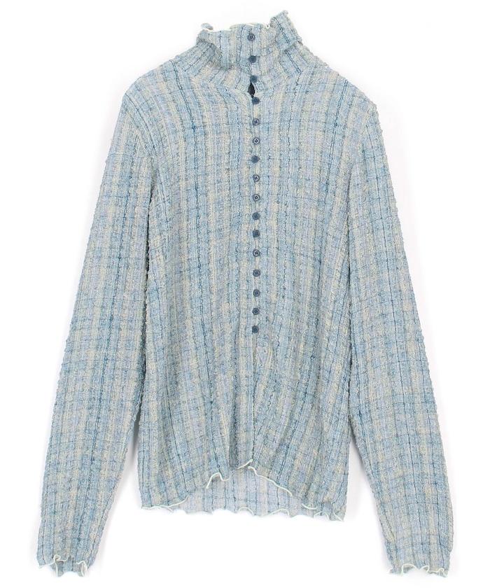 格紋凸紋設計 長袖襯衫