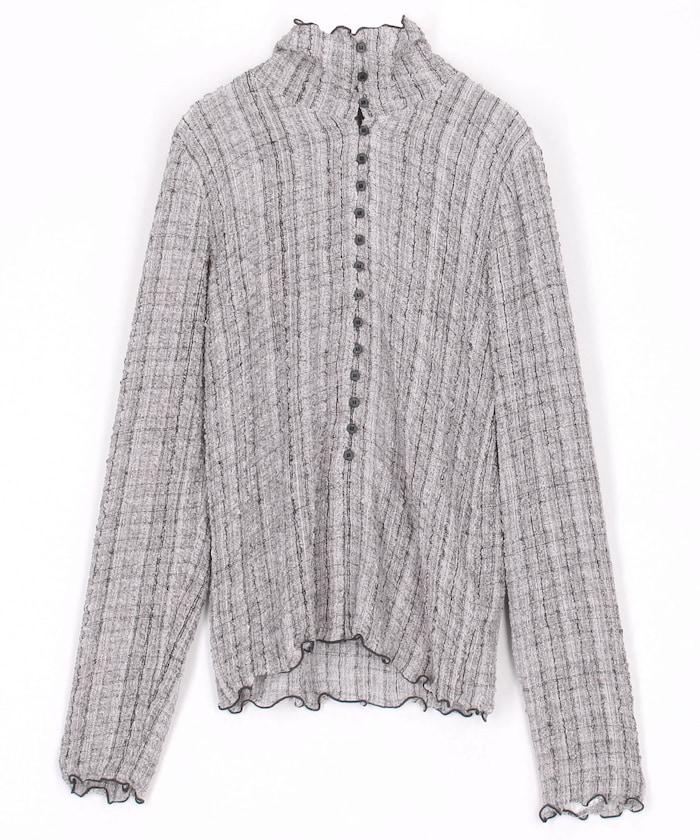 格紋凸紋設計 長袖襯衫