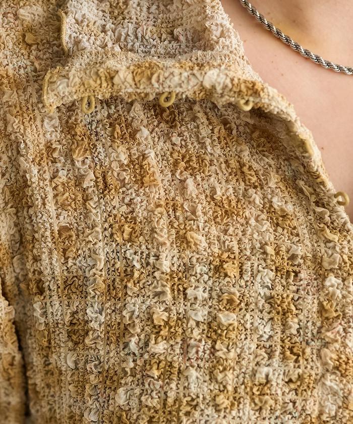 格紋凸紋設計 長袖襯衫