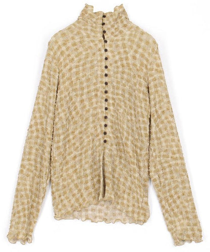 格紋凸紋設計 長袖襯衫