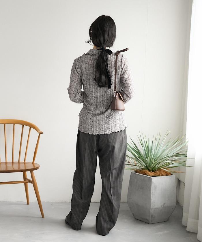 格紋凸紋設計 長袖襯衫