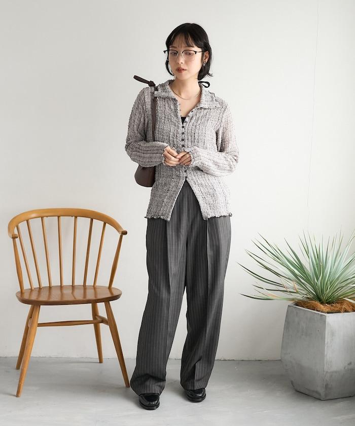 格紋凸紋設計 長袖襯衫