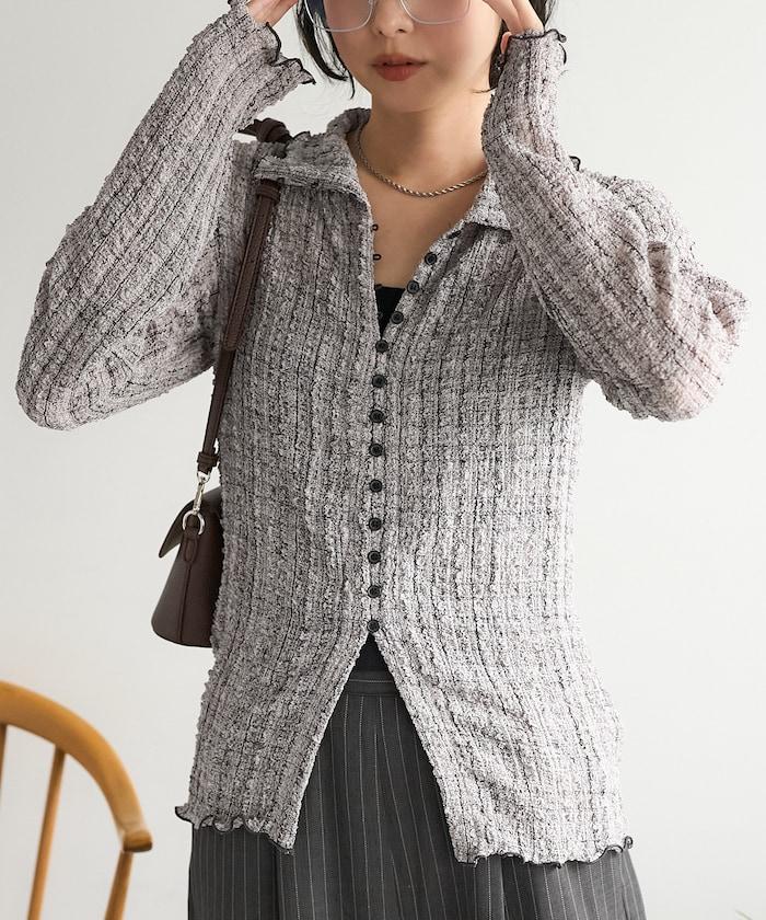 格紋凸紋設計 長袖襯衫