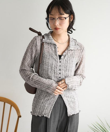 格紋凸紋設計 長袖襯衫