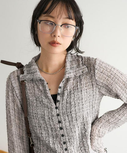 格紋凸紋設計 長袖襯衫