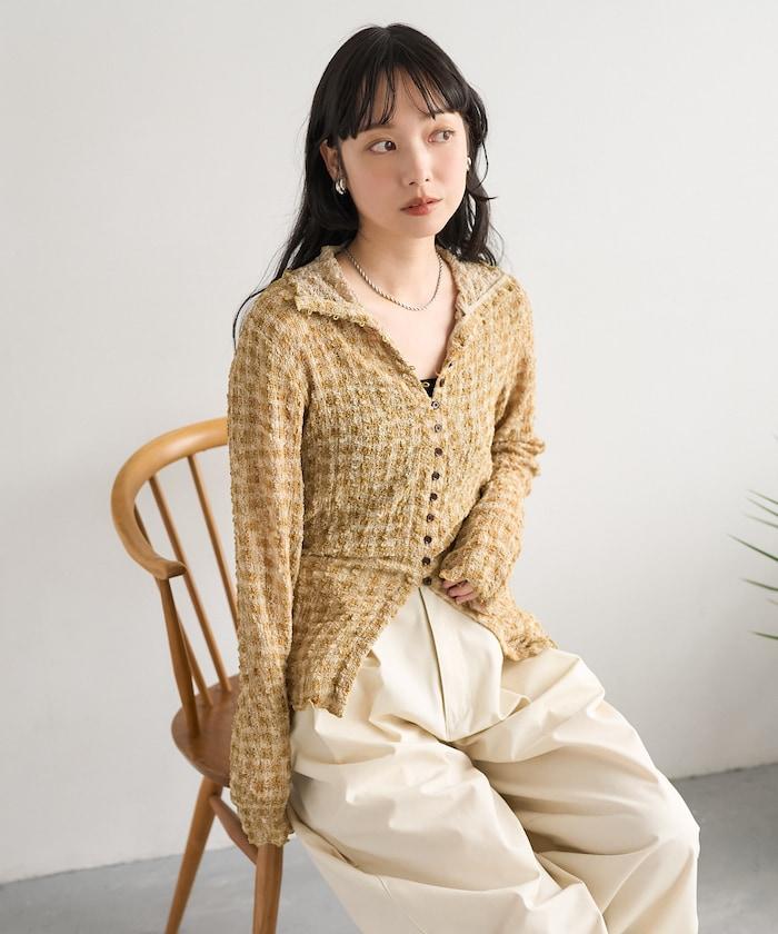 格紋凸紋設計 長袖襯衫