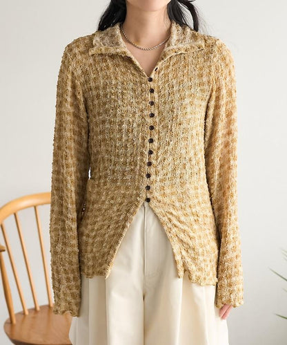 格紋凸紋設計 長袖襯衫