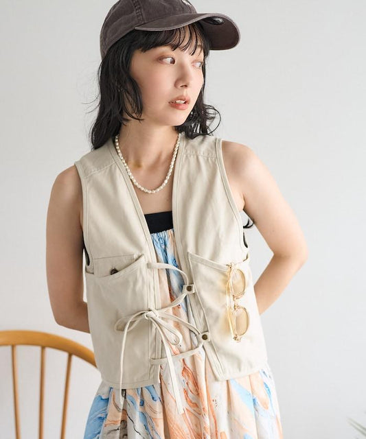 斜紋面料 蝴蝶結設計 背心