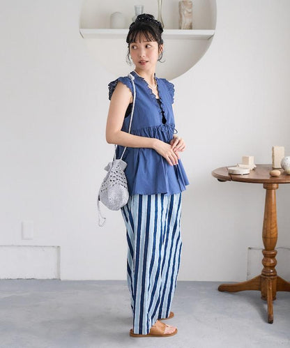 印度條紋印花休閒褲