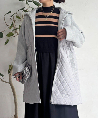 異材質拼接絎縫大衣