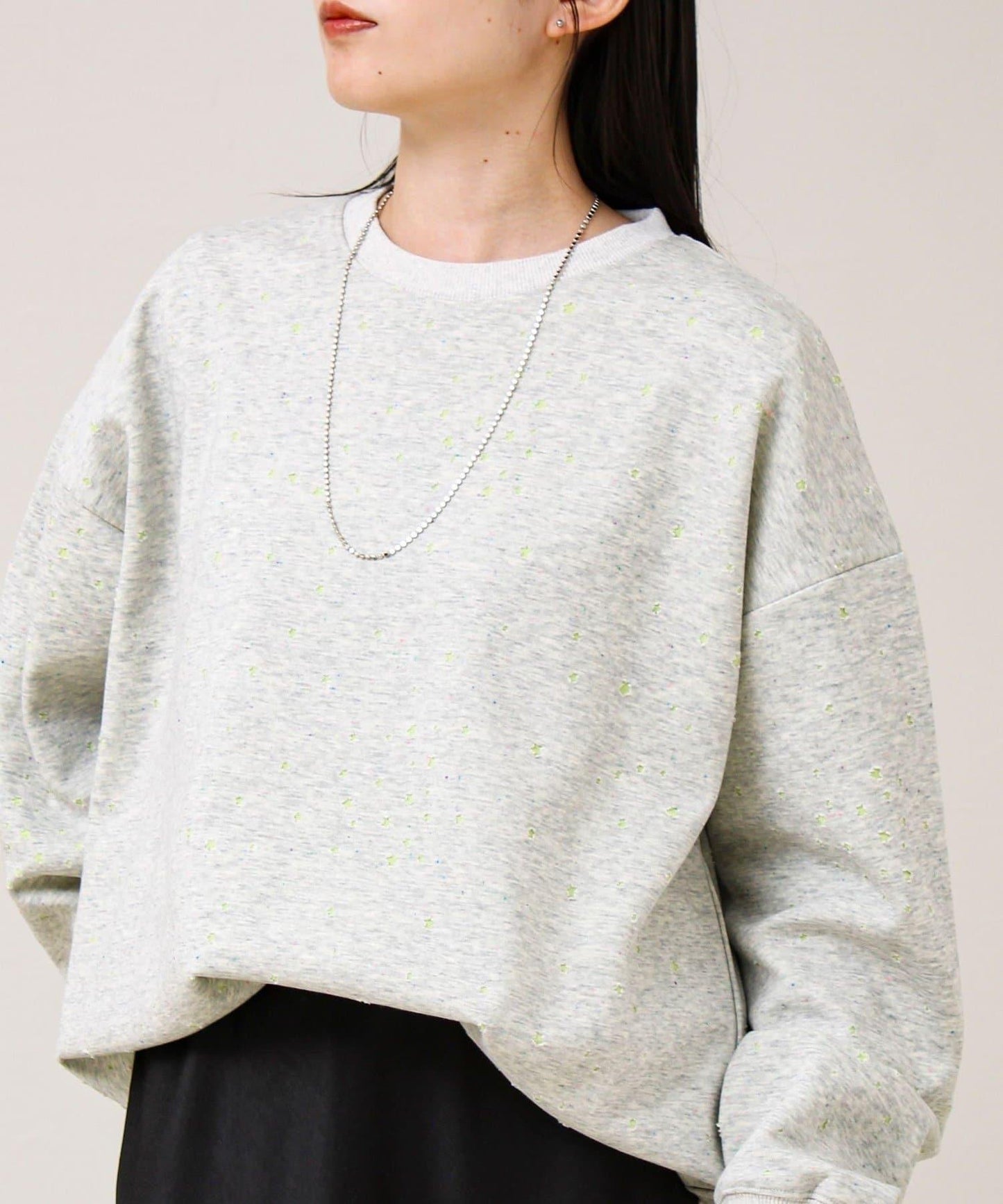 星星圖案抓絨圓領衛衣