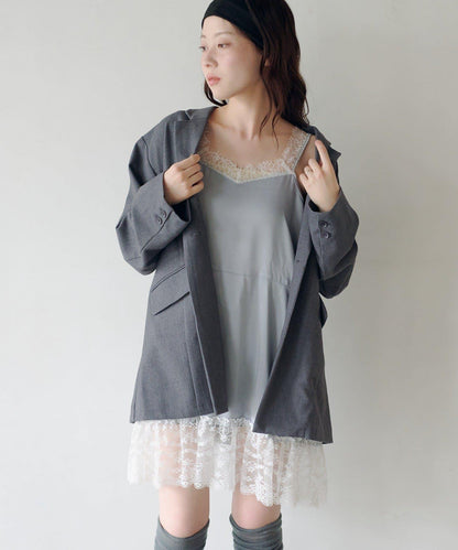2026SS目錄 緞面蕾絲長版上衣