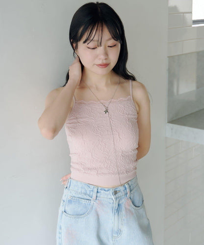 帶胸墊 花卉提花 吊帶背心